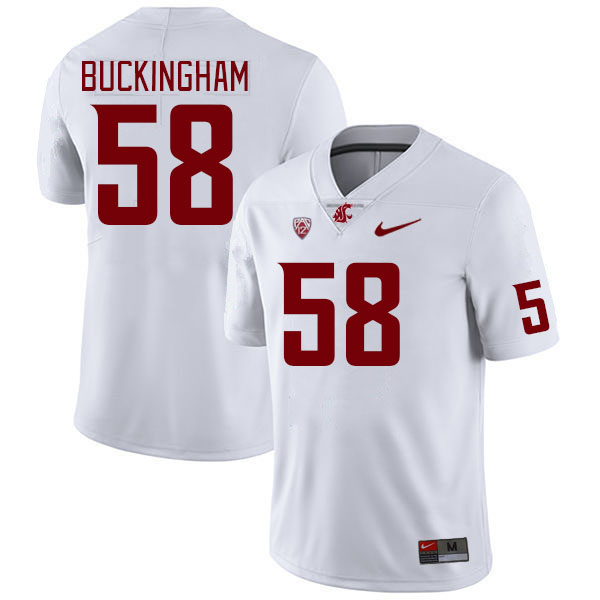 Men #58 Chase Buckingham Washington State Cougars College Football Jerseys Stitched Sale-White